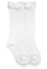 Jefferies Socks White Ruffle Knee Socks