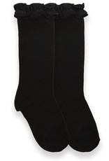 Jefferies Socks Black Ruffle Knee Socks