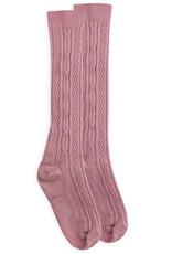 Jefferies Socks Cable Knit Knee Highs - Mauve