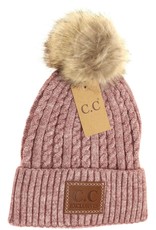 C.C. Beanie with Pom Pom in Mauve