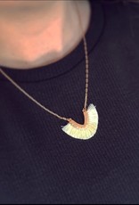 V Fan Tassel Necklace in Ivory