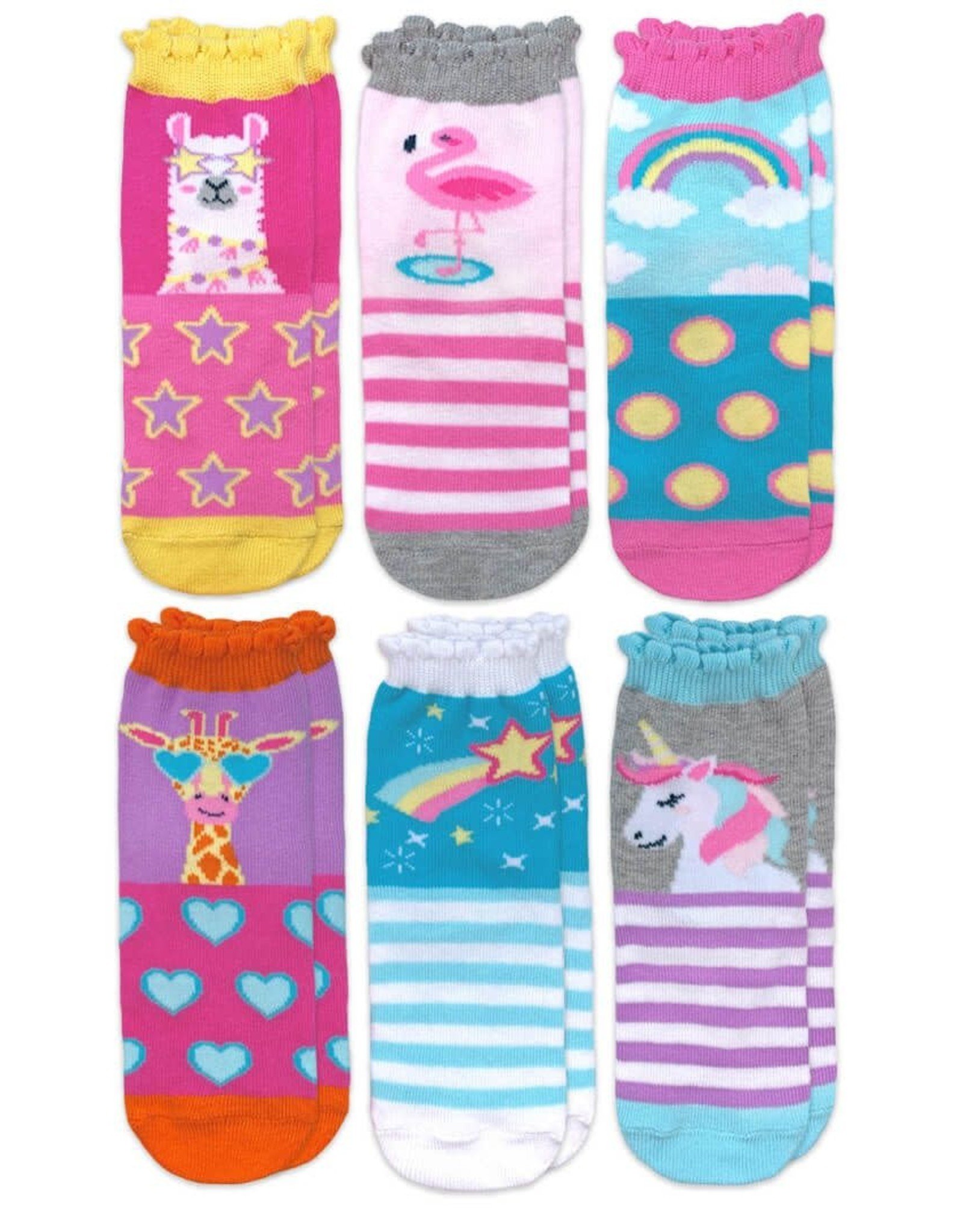 Jefferies Socks Unicorn Llama Giraffe Flamingo Pattern Crew Socks 6 Pair Pack