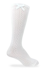 Jefferies Socks Pointelle Bow Knee High Socks in White
