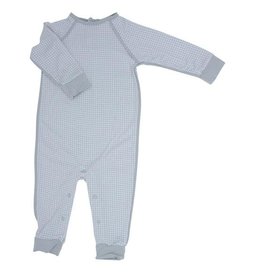 Sweet Bamboo Long Romper c/ Back Placket - Grey Houndstooth