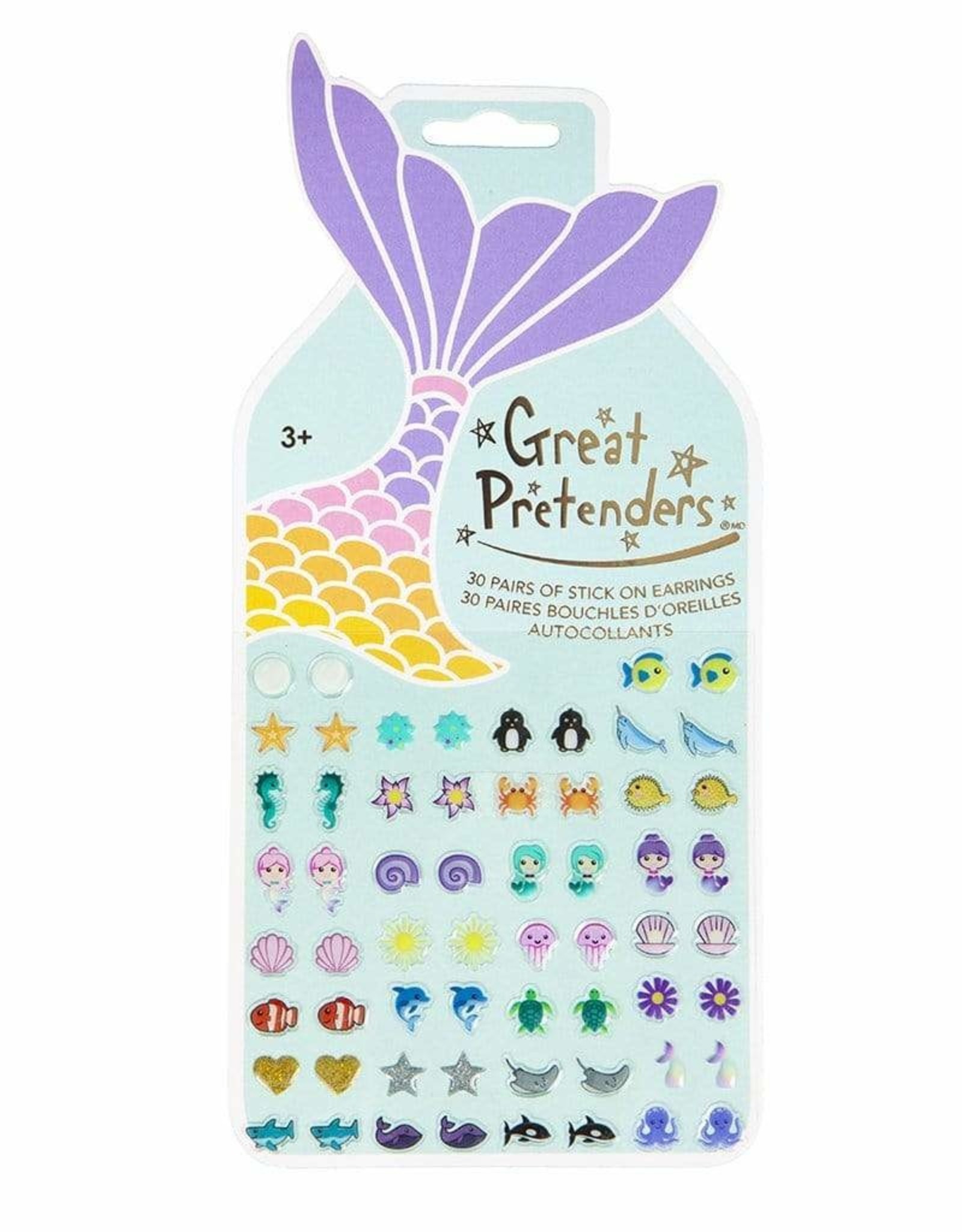 Mermaid Sticker Earrings - 60 Pcs Carded