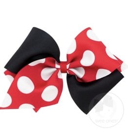 WeeOnes Wide King Two-Tone Dot Print Bow - Red