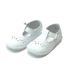 L'AMOUR Birdie T- Strap Stitched Mary Jane in White