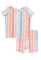 RuffleButts Rainbow Hearts Snuggly 2pc Ruffled Pajamas