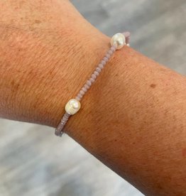 Freshwater Pearl & Bead Bracelet in Lavender