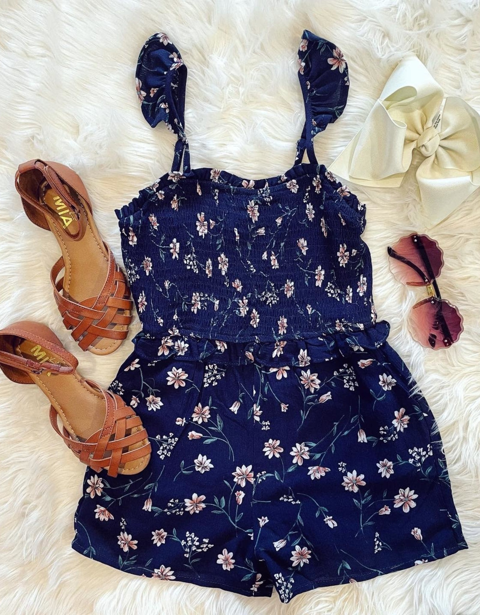 Hayden Stephanie Floral Romper in Navy