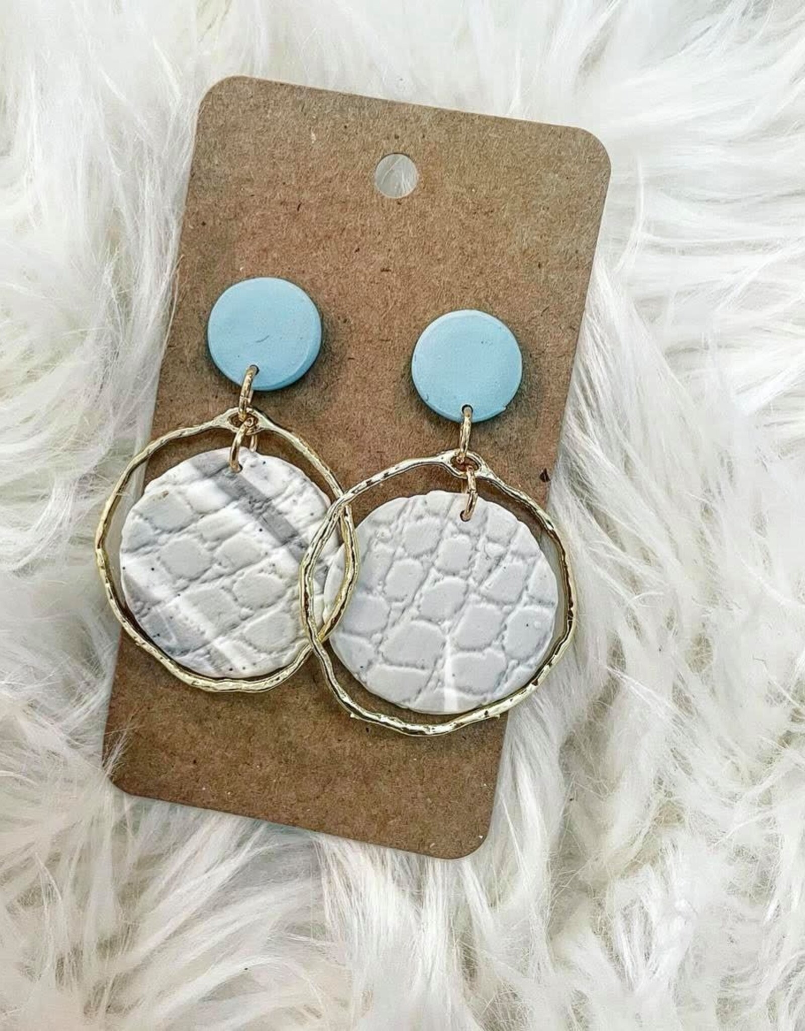 Clay Disk Circle Earring in Blue