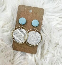 Clay Disk Circle Earring in Blue