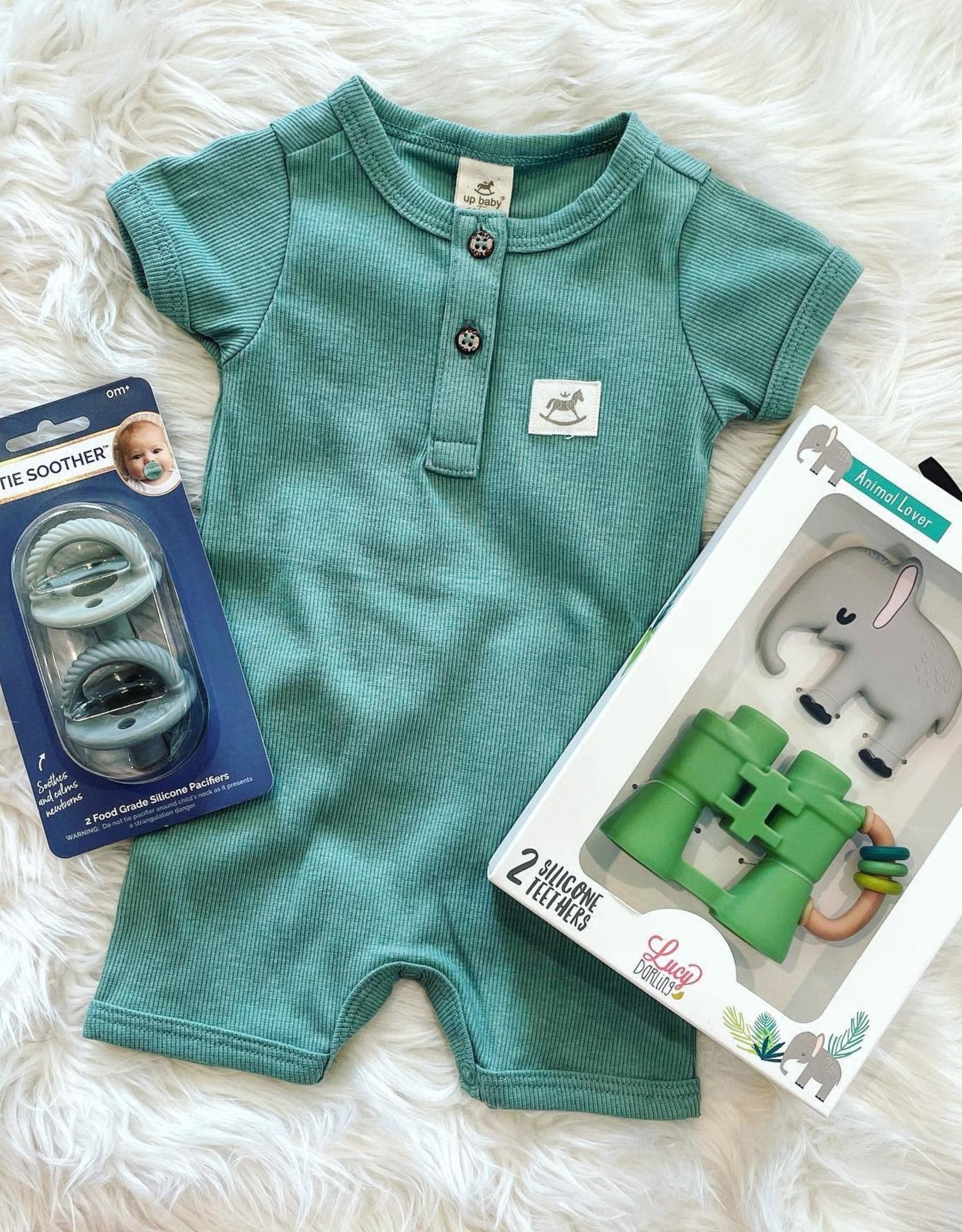 UpBaby Short Sleeved Ribbed Romper in Sage