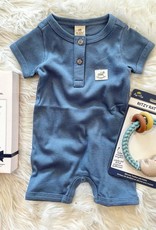 UpBaby Short Sleeved Ribbed Romper in Blue