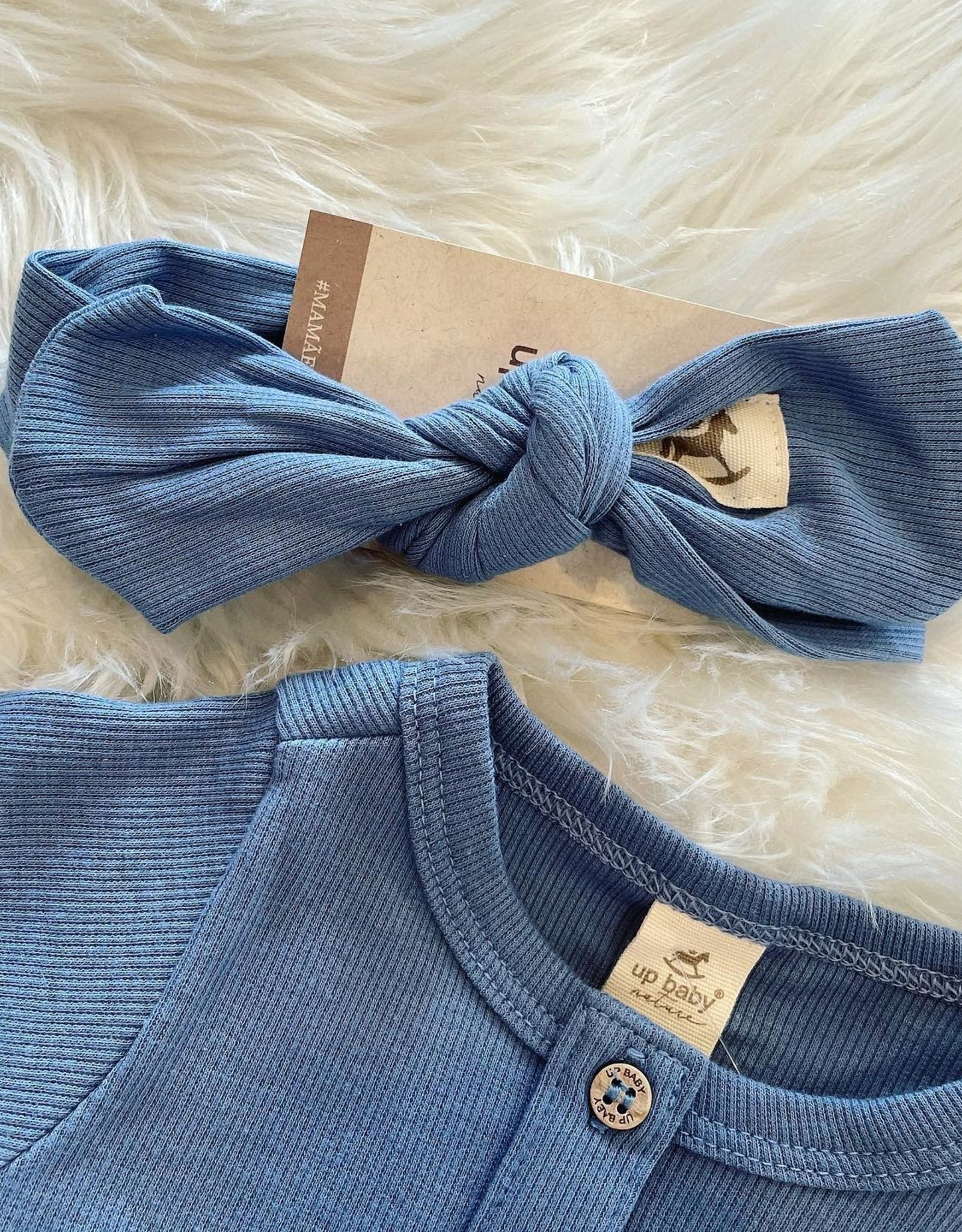 UpBaby Short Sleeved Ribbed Romper in Blue