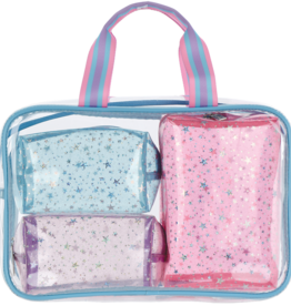 Iscream Color Block Clear Cosmetic Bag Set