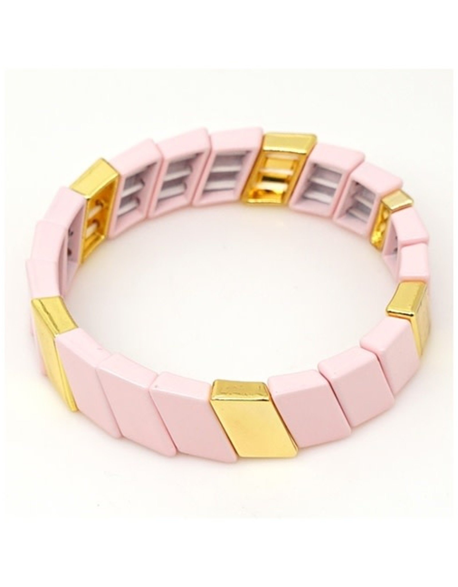 Pia Pink & Gold Wide Enamel Stretch Bracelet