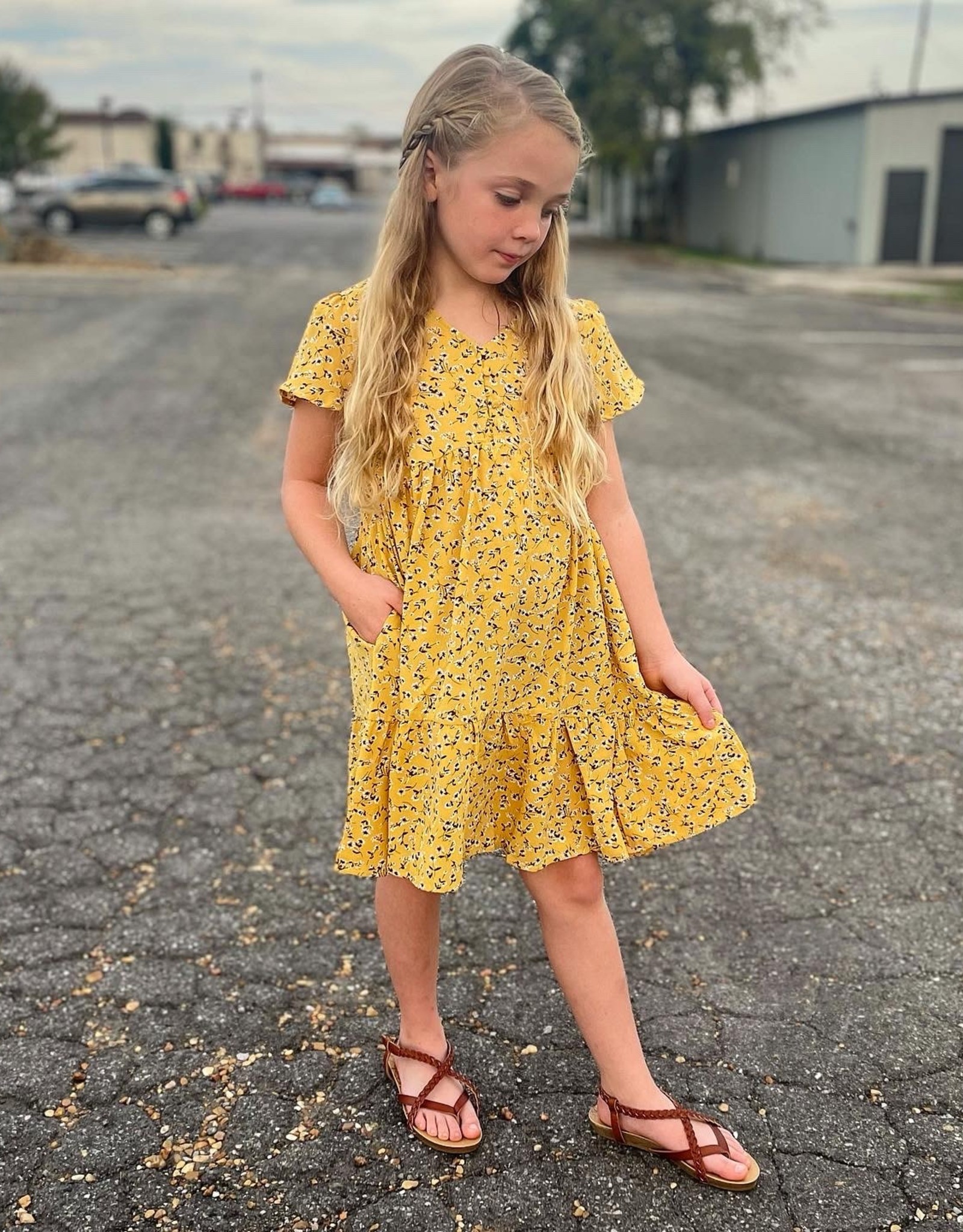 Hayden Lucy Dress in Mustard Floral