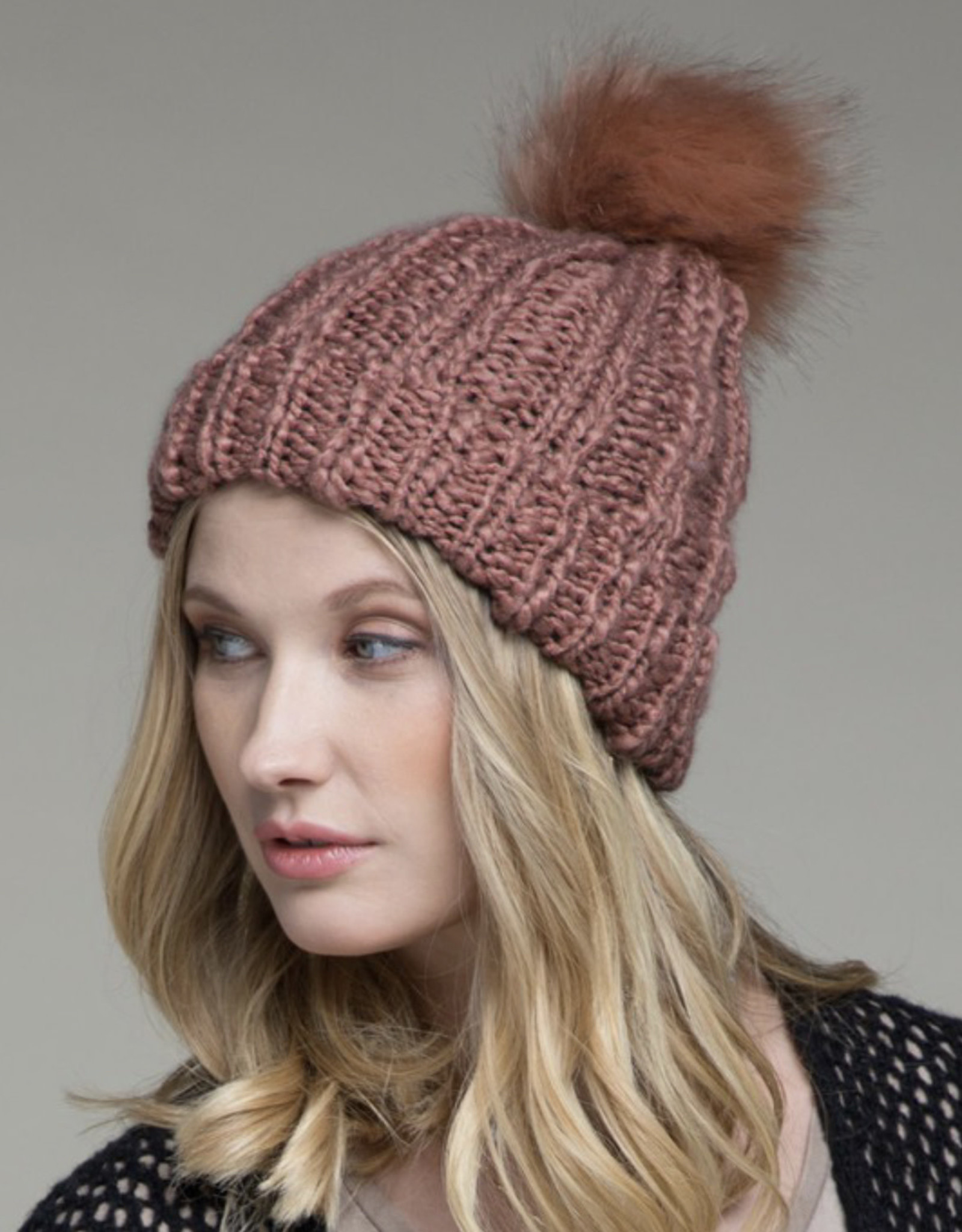 Soft Cable Knit Beanie in Terracota