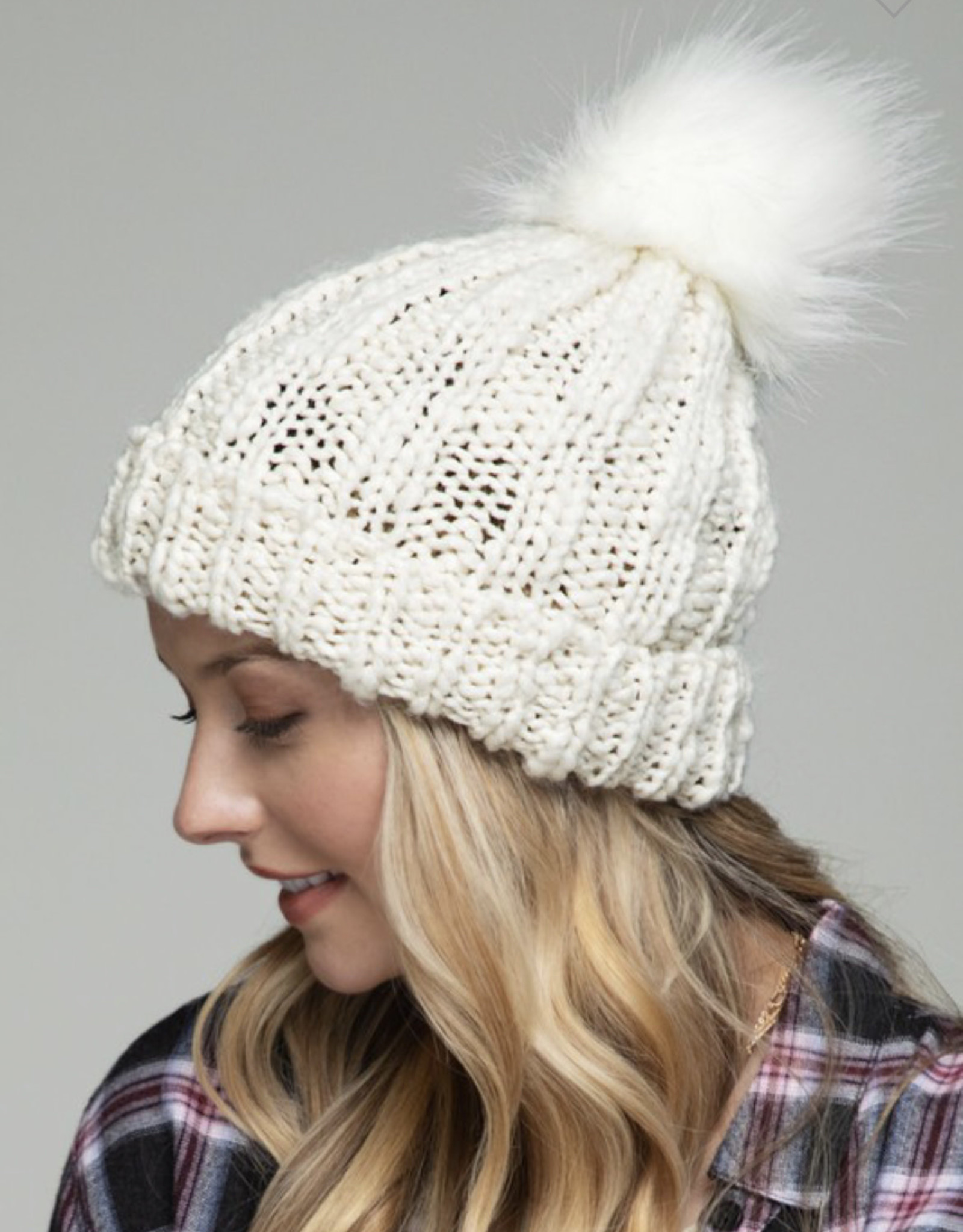 Soft Cable Knit Beanie in Ivory