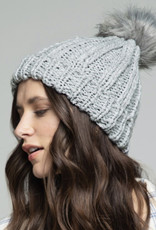 Soft Cable Knit Beanie in Light Grey