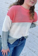 Hayden Jenny ColorBlock Sweater in Coral
