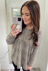 Mittoshop Kayla Leopard Knit Top in Taupe