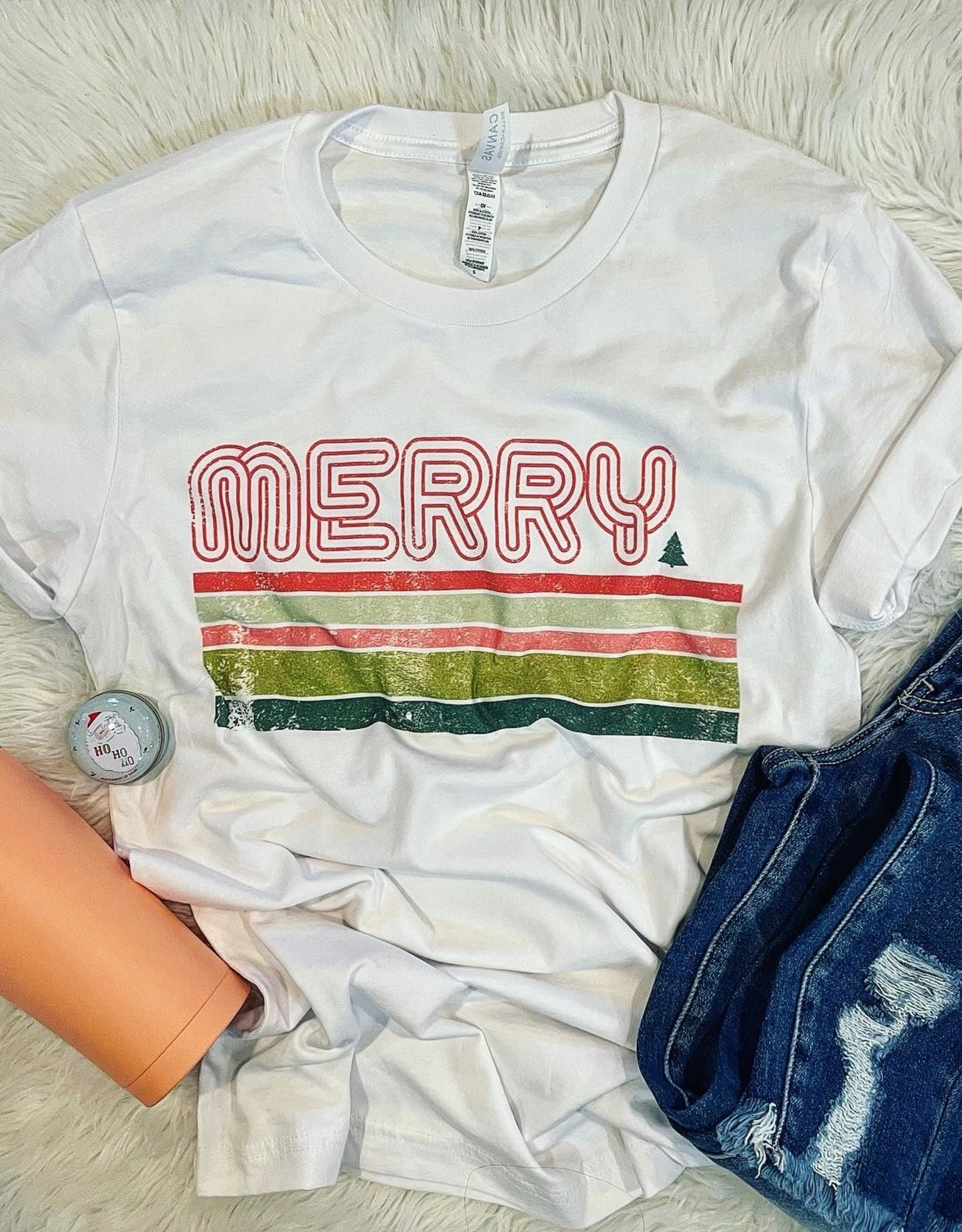 Merry Christmas Tee in White