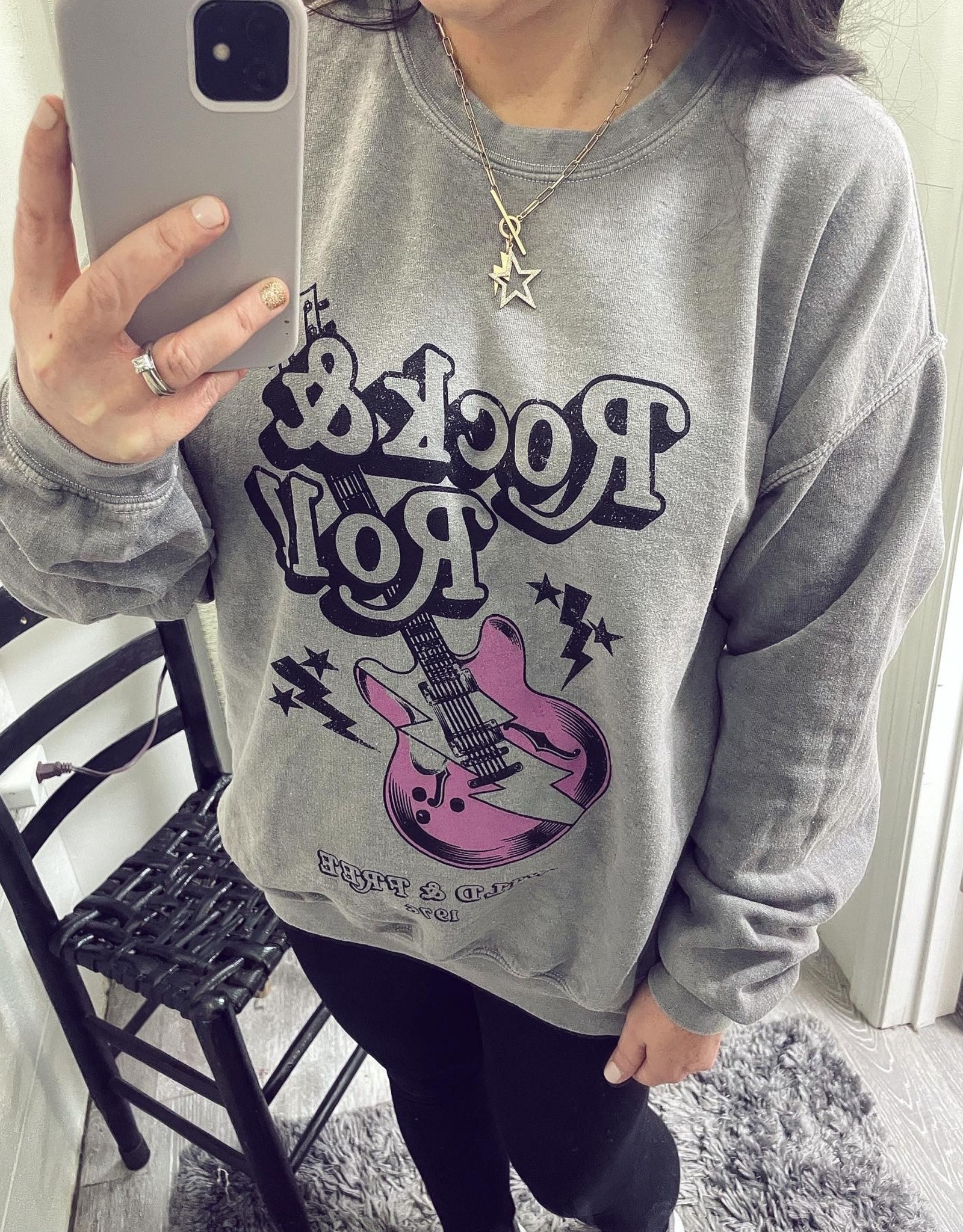 Rock N Roll Sweatshirt in Grey