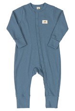 UpBaby Long Sleeve Ribbed Romper in Blue