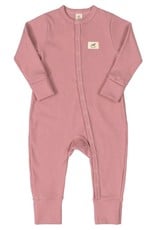 UpBaby Long Sleeve Ribbed Romper in Rose