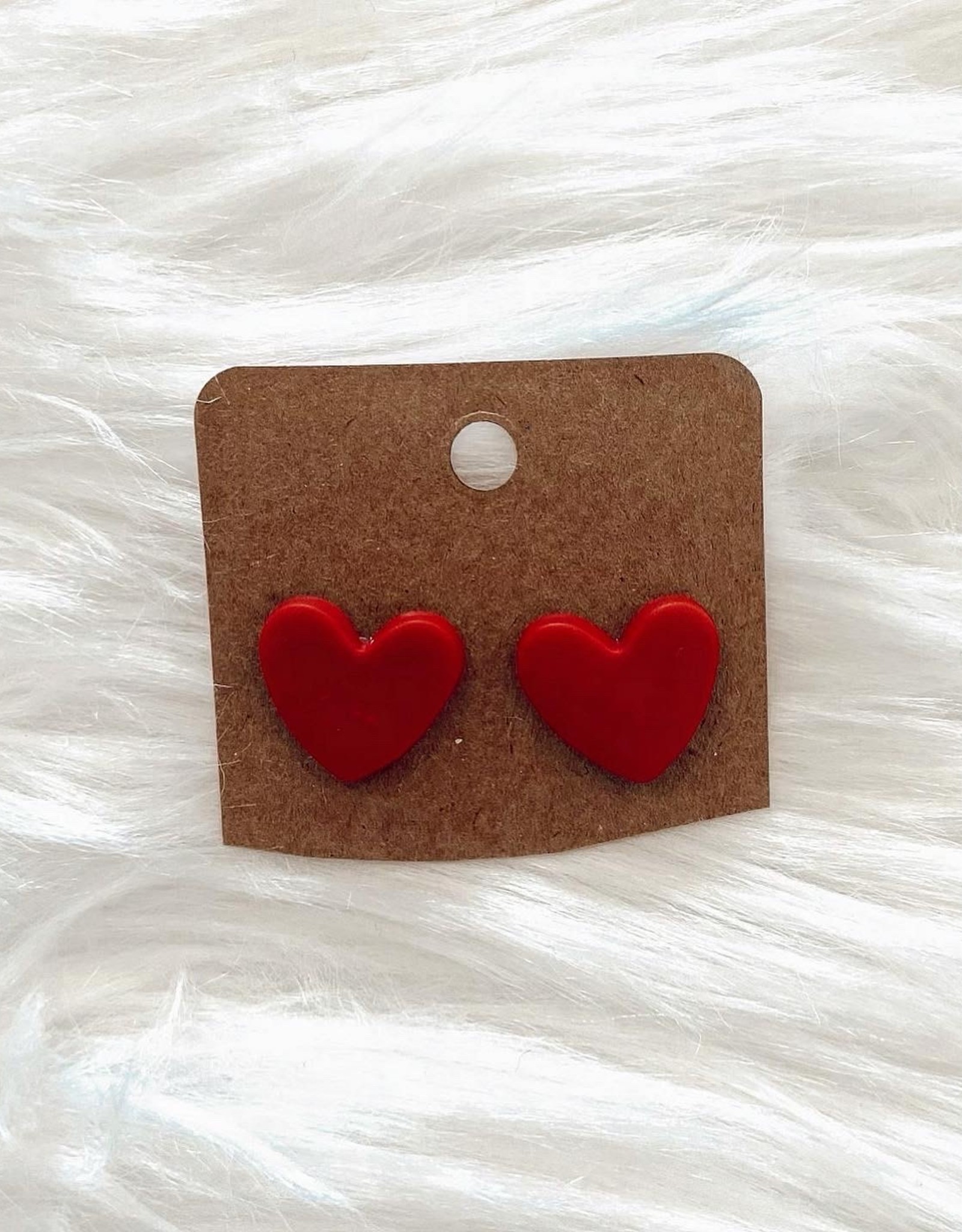 Heart Clay Earring in Red