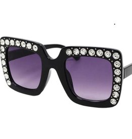 Zomi Gems Black Square Crystals Sunglasses