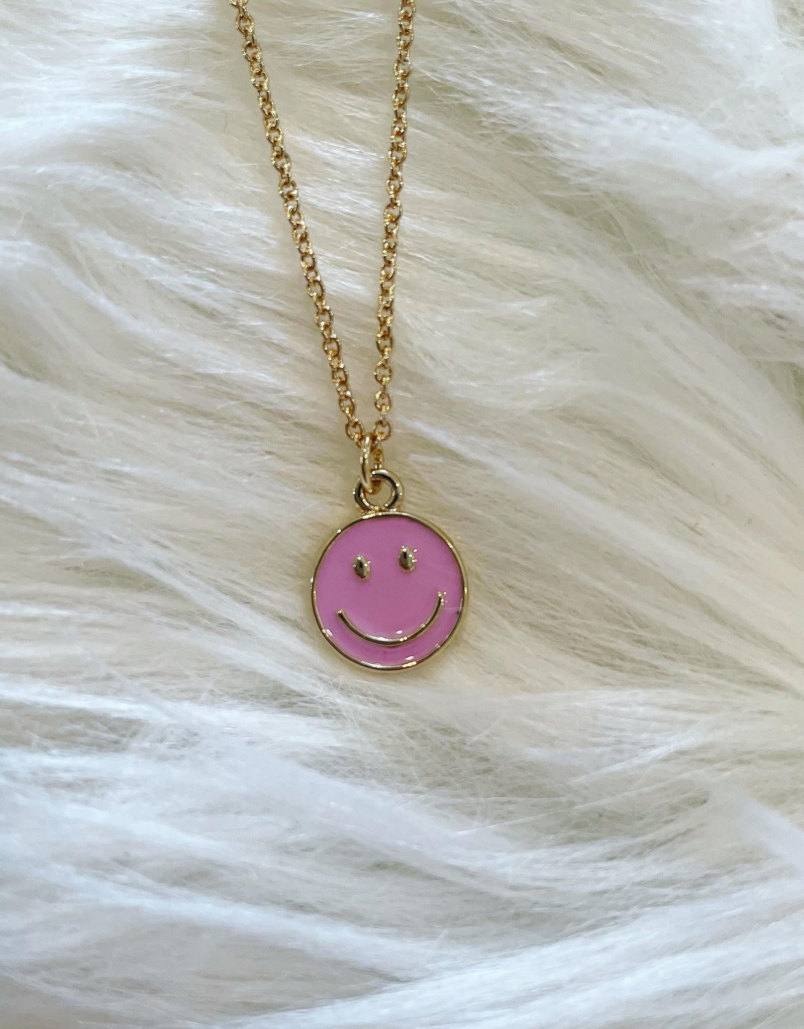 Smiley Face Necklace in Pink