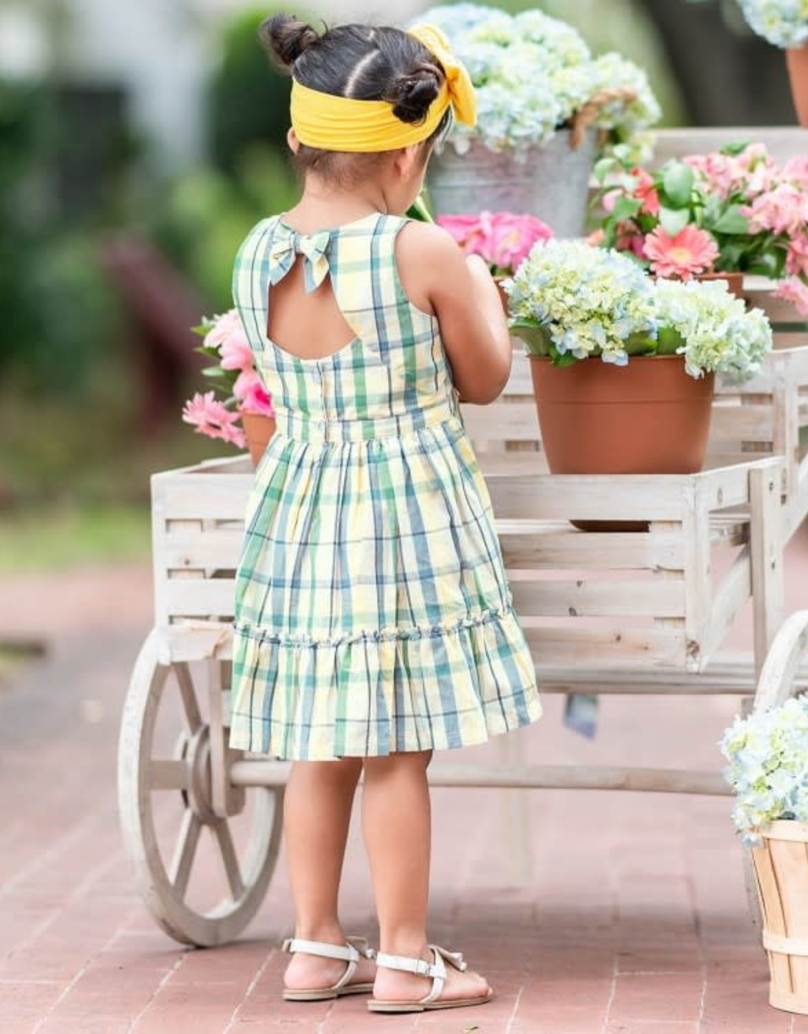 RuffleButts Sawyer Plaid Back Keyhole Bow Dress