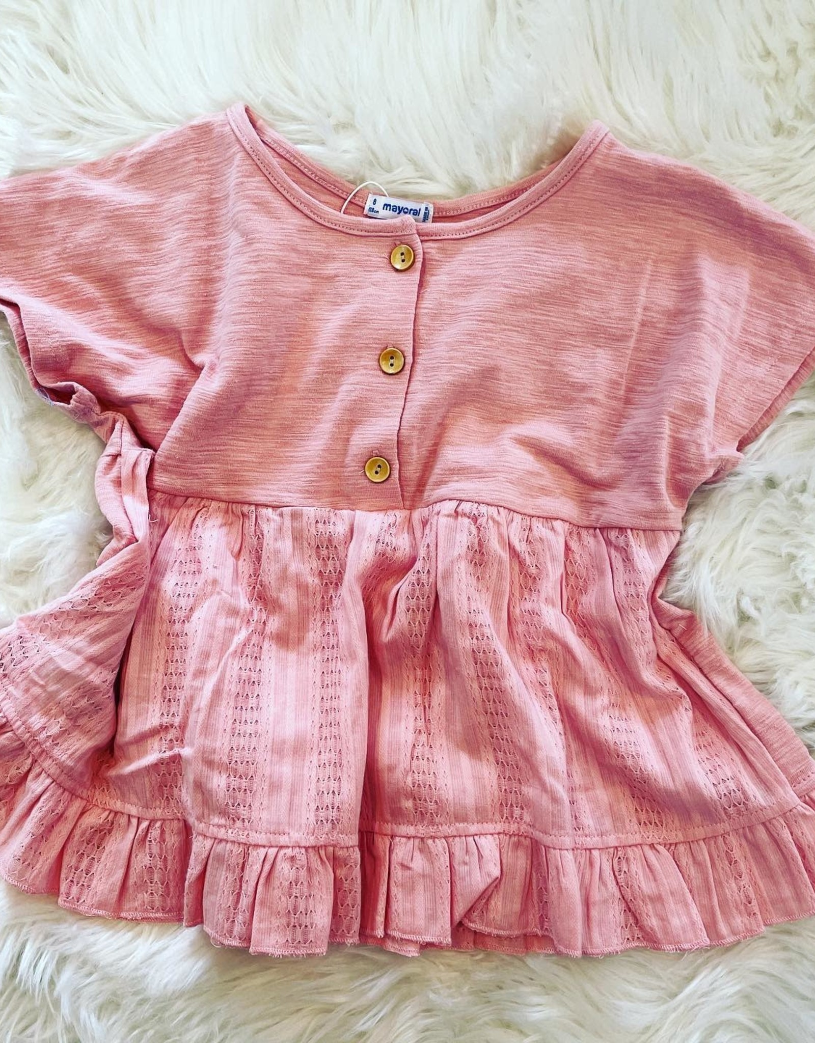 Mayoral Emily Button Babydoll Top in Pink