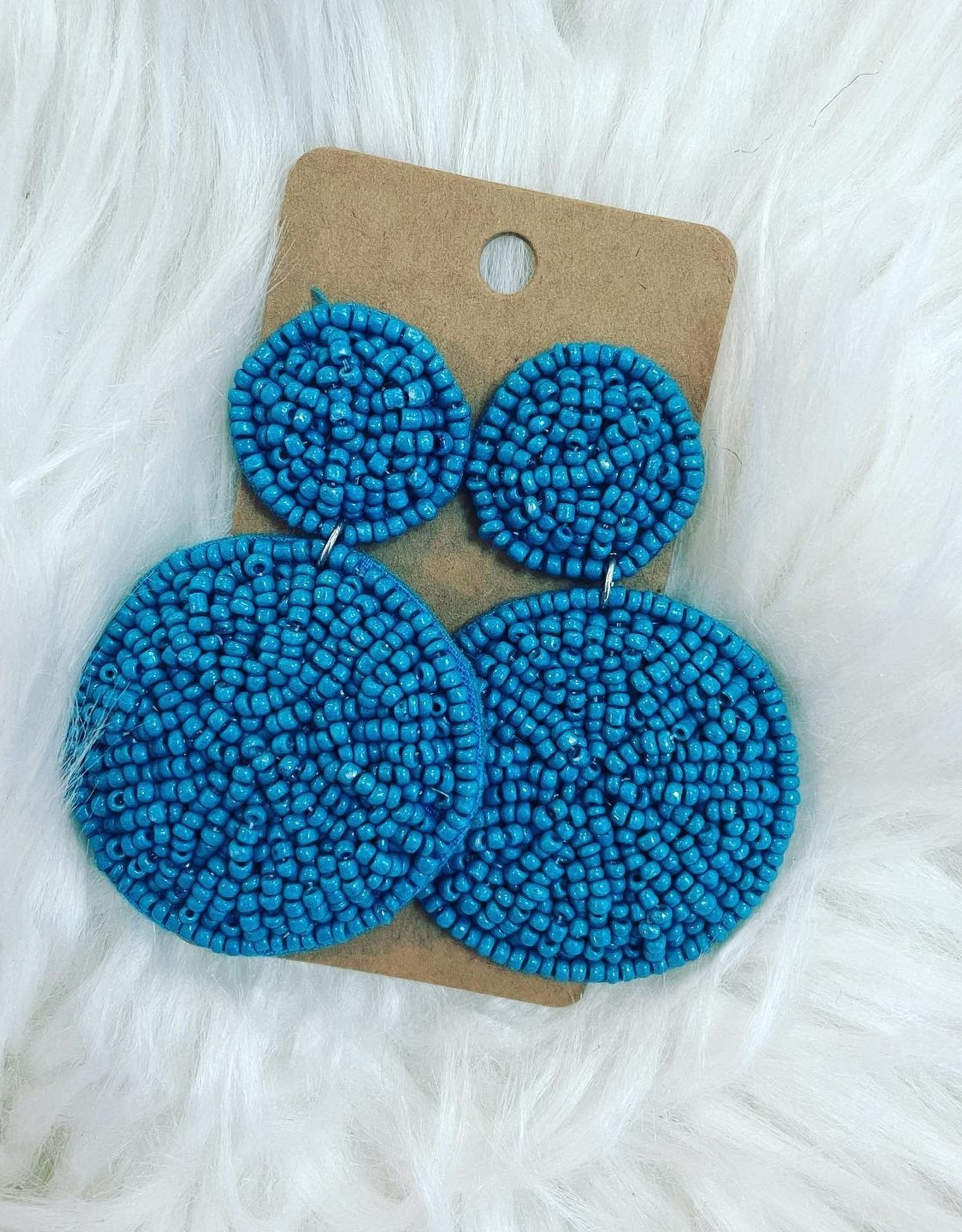 Seed Bead Circle Earring in Teal