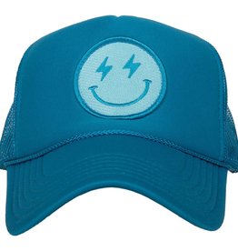 Katydid Turquoise Lightning Happy Face Foam Trucker Hat