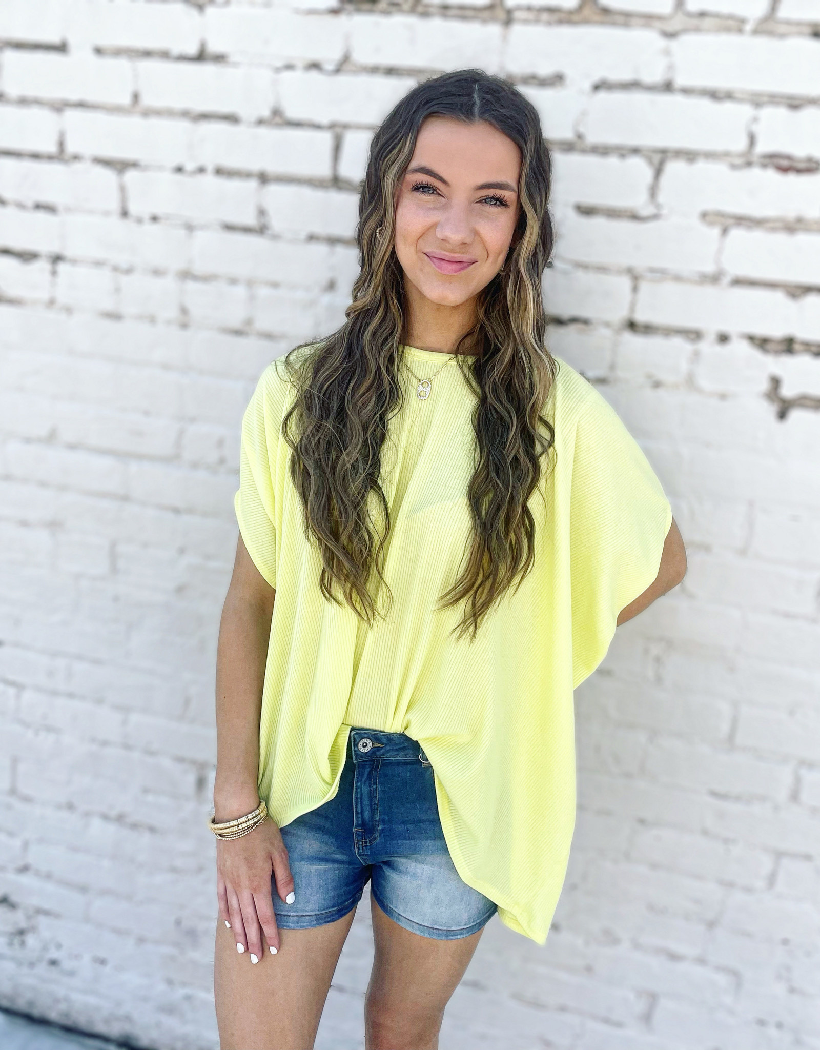 Fantastic Fawn Charlotte OverSize Top in Neon Yellow