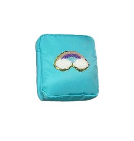 Varsity Collection Nylon Cosmetic Bag Rainbow Chenille