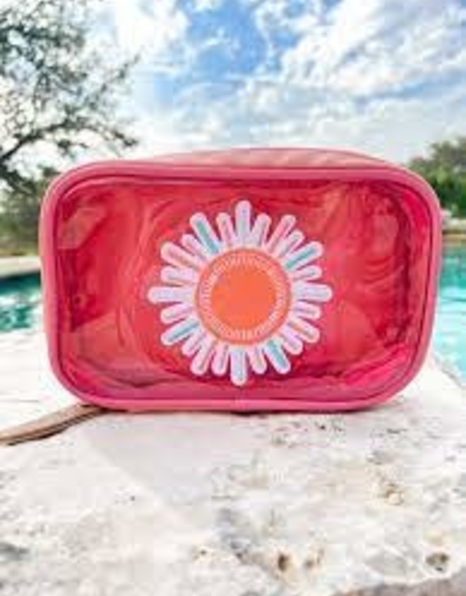 Jadelynn Brooke Cosmetic Bag (Coral/Clear) - Sun Patch