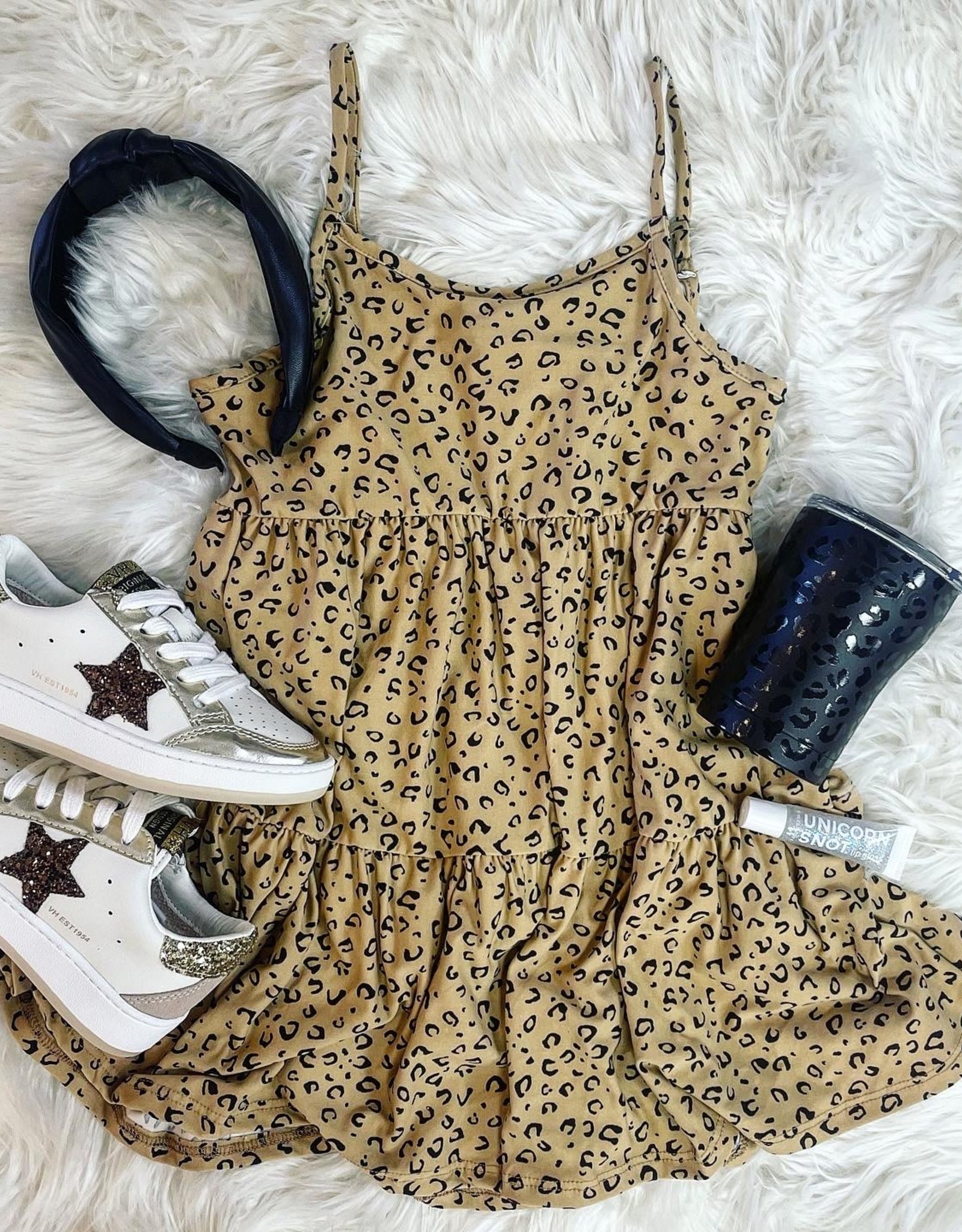 Molly Animal Print Dress in Latte