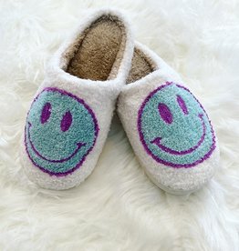 Smile Face Slippers in Blue