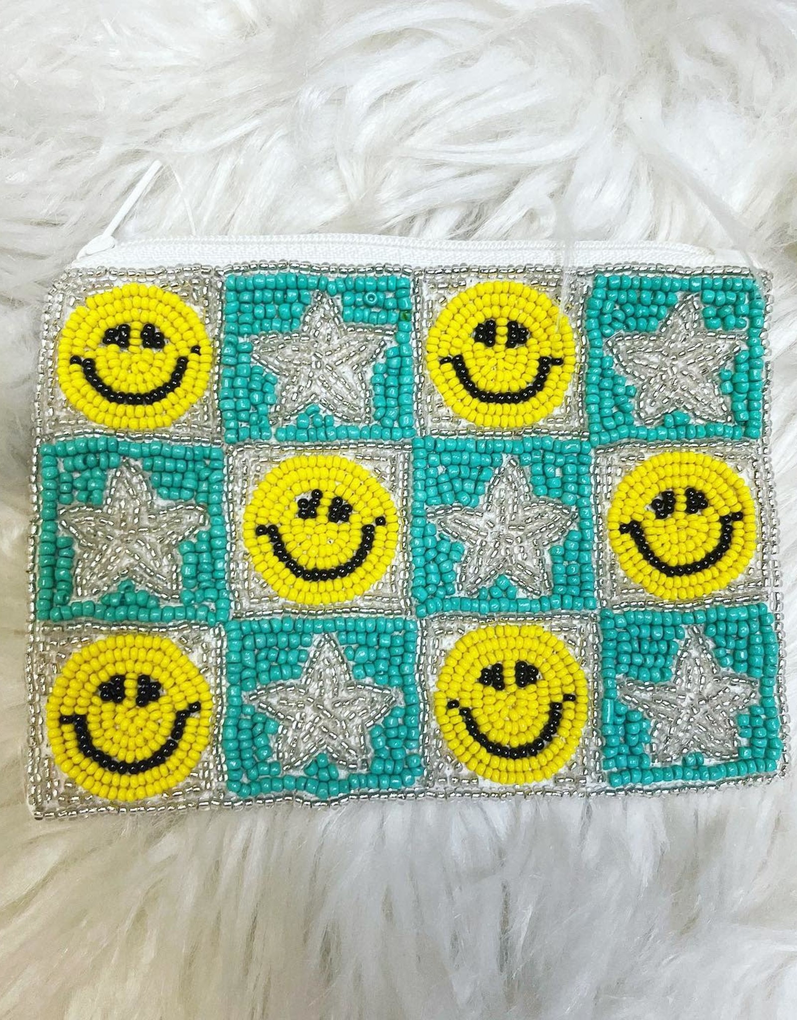 Turquoise Smile Star Zipper Pouch