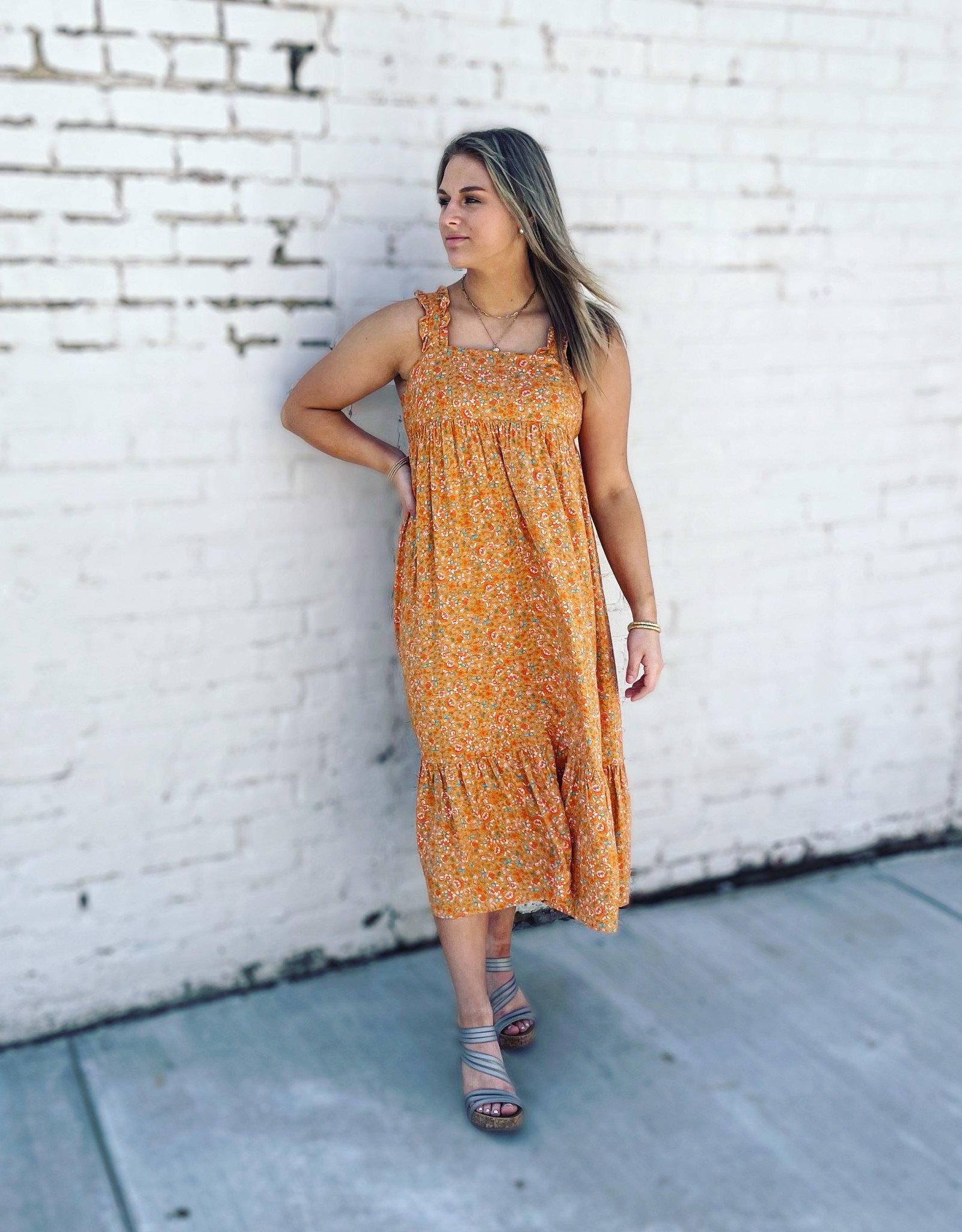 Savannah Dress in Orange Floral - Marlee Janes