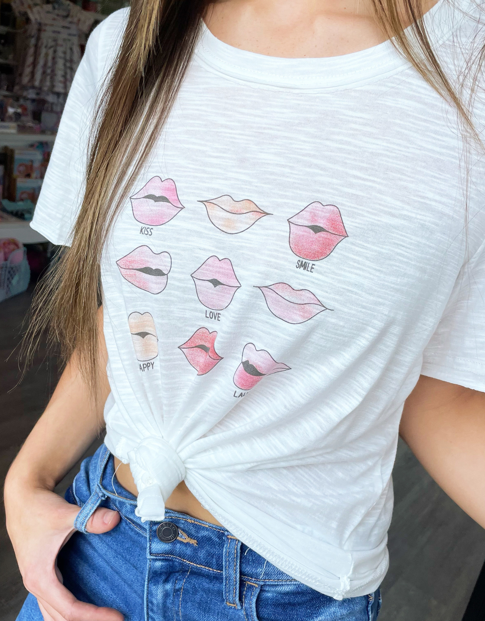 Listicle Lip Tee in White