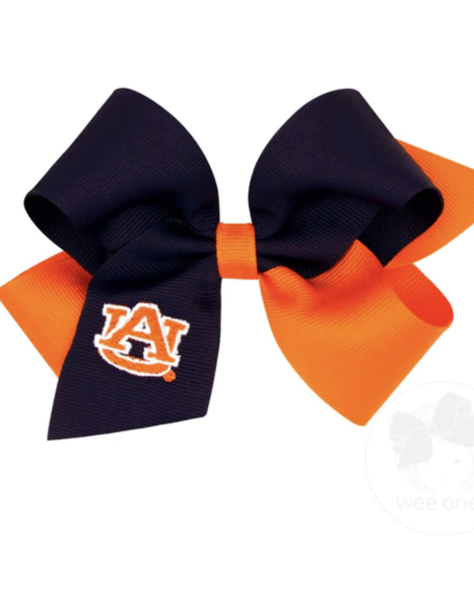 WeeOnes Medium Two-tone Collegiate Embroidered Grosgrain Hair Bow Auburn