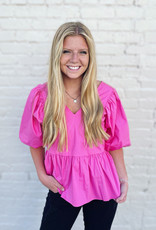 Mittoshop Libby Top in Hot Pink