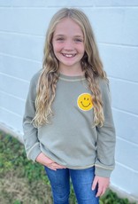 Hayden Kendra Smile Patch Sweatshirt in Olive