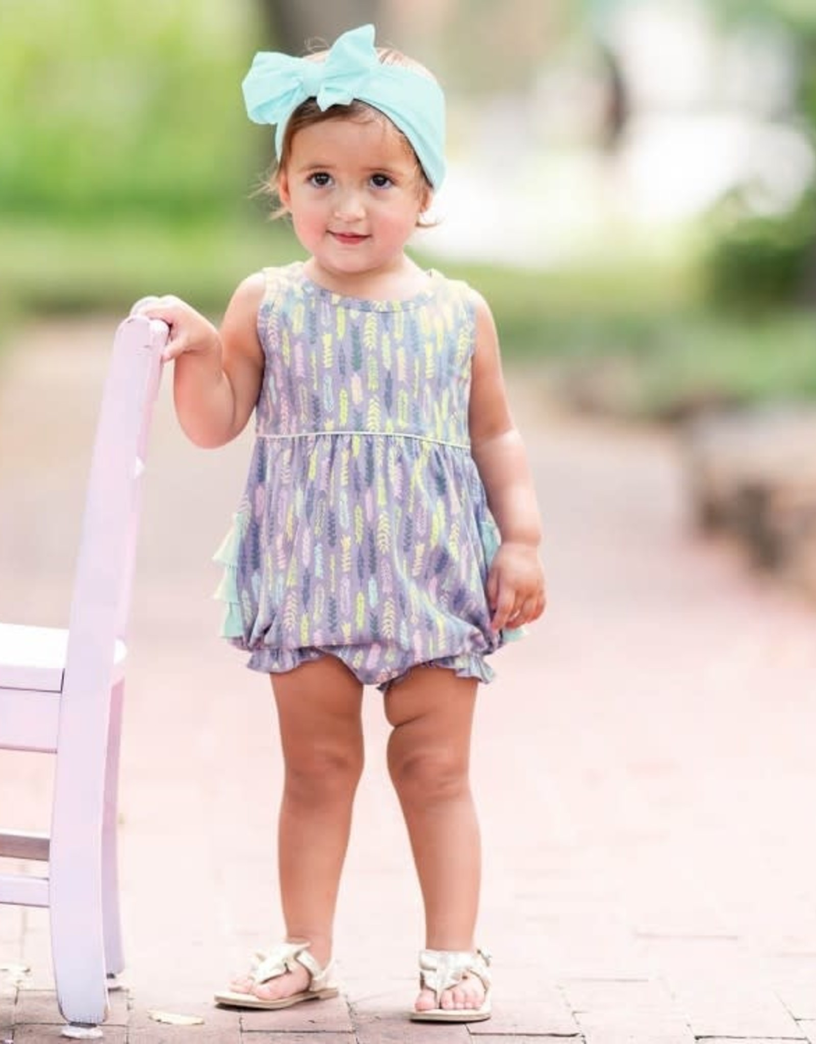 RuffleButts Feather Folklore Bubble Romper